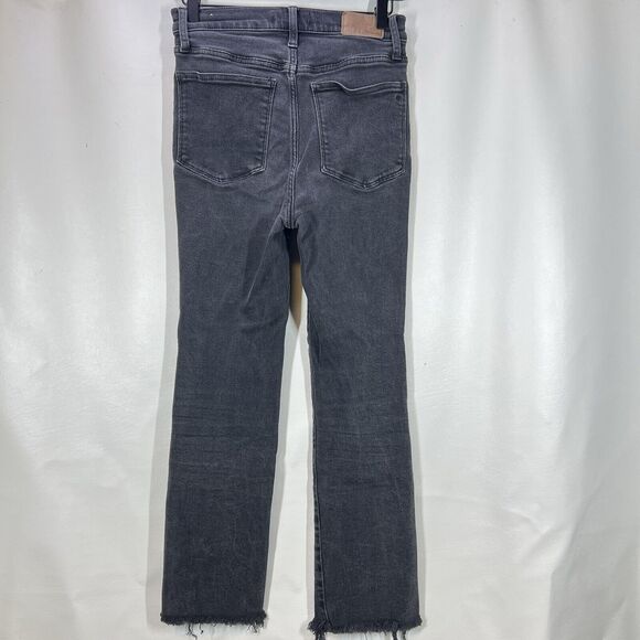 Madewell Jeans Women sz 27 Cali Demi Boot Bootcut Crop Black Raw Hem Flare - Picture 8 of 13